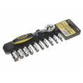 Маленькое фото товара - ЭВРИКА Набор торцевых головок с трещоткой ER-96070 1/4" DR 4-13мм 11 предметов, 72 зуб. (на держателе). Вариант №2