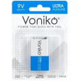 Маленькое фото товара - Элемент питания SR-1: 6LR61 "крона" 9V ALKALINE ULTRA 1,5V VONIKO. Вариант №1