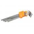 Набор ключей TORX Г-образных длинных 9пр. (T10H,T15H,T20H,T25H,T27H,T30H,T40H,T45H,T50H) в пластиковом держателе LG-7703 LIGE