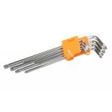 Набор ключей TORX Г-образных длинных 9пр. (T10H,T15H,T20H,T25H,T27H,T30H,T40H,T45H,T50H) в пластиковом держателе LG-7703 LIGE