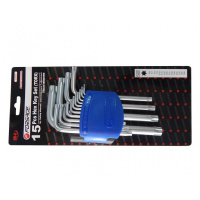 Фото товара - Набор ключей TORX Г-образных, 15пр.(Т6, T7, T8, T9, Т10, Т15, Т20, Т25, Т27, Т30, Т40, Т45, Т50, Т55, Т60)в пластиковом держателе F-5151