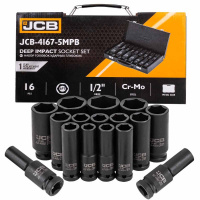 Фото товара - Набор головок ударных глубоких 16пр. 1/2" 6pt JCB-4167-5MPB