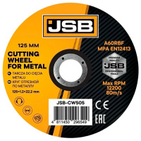 Фото товара - Круг отрезной по металлу 125х1,2х22,2мм(к-т 20 шт.) JSB-CW505(к-т 20 шт.)