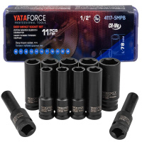 Фото товара - YATAFORCE Набор головок глубоких ударных 11пр. 1/2" 6pt YF-4117-5MPB