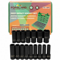 Фото товара - Набор головок ударных глубоких 16пр. 1/2" 6pt Forsland-4167-5MPB