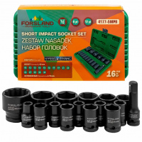 Фото товара - Набор головок ударных глубоких 16пр. 1/2" 12pt Forsland-4177-5MPB