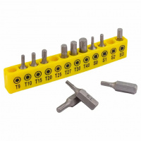 Фото товара - Набор бит 12пр.25мм, 1/4, TORX T-9,10,15,20,25,27,30,40 S-0,1,2,3. WMC-21012B