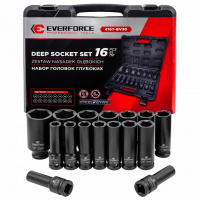Фото товара - EVERFORCE Головки глубокие 1/2", набор 16пр. (6гр.) EF-4167-BV30