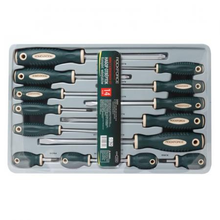 Набор отверток магнитных "Profi" S2, 14пр.(PH:0x60,1x30,1x80 2x30,2х100,3х150мм; SL:3x75,3.5x100,4x100,5x30,6x30,5.5х125,6.5х150,8х175мм)в лотке RF-2142 - 1
