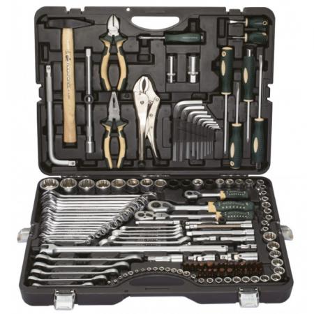 Набор инструментов 142+6пр. 1/4" 3/8" 1/2" (6-гран.)(4-36мм; 27,30,32,36-12гр.)+(ключи трещоточные:8х10,12х13,14х15,16х17,18х19мм, бокорезы-7") RF-41421-5 PREMIUM - 1