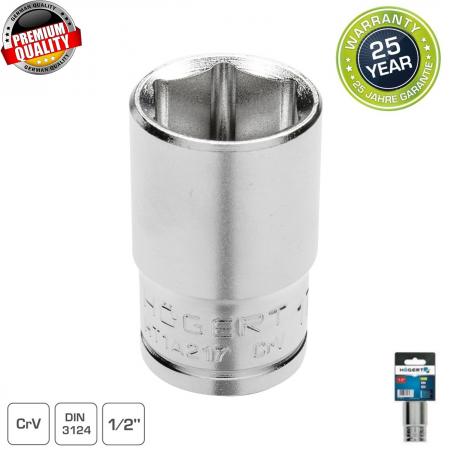 Торцевая головка шестигранная 1/2", 17 мм, сталь CrV, DIN 3124ЃЃ HT1A217 - 1