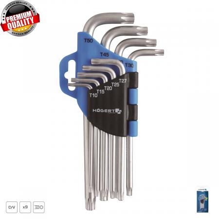 Набор Гобразных ключей TORX, Т10-Т50, CrV, 9 шт. HT1W814 - 1