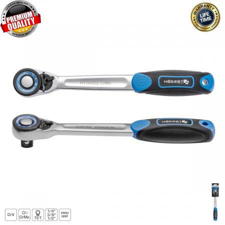 Трещотка прямая с кнопкой 1/2", 72 зубца HT1R302 - 1
