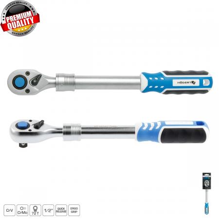 Трещотка телескопическая с кнопкой 1/2", 72 зубца HT1R342 - 1
