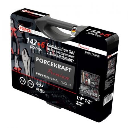 Набор инструментов 142+6пр. 1/4''3/8''1/2''(6-гран.)(4-36мм, 27,30,32,36-12гр.)+(ключи трещоточные:8х10,12х13,14х15,16х17,18х19мм, бокорезы-7'') FK-41421-5 PREMIUM - 1