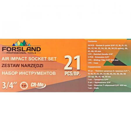 Набор инструментов ударных 21пр. 3/4" (6гр.) Forsland-6212-5MPB - 1