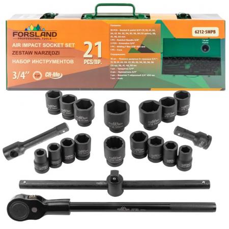 Набор инструментов ударных 21пр. 3/4" (6гр.) Forsland-6212-5MPB - 1