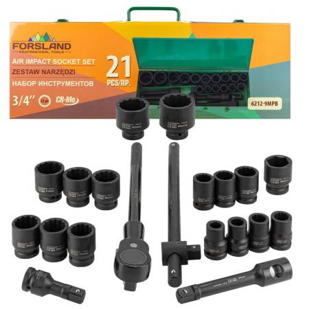 Набор инструментов ударных 21пр. 3/4" (12гр.) Forsland-6212-9MPB - 1