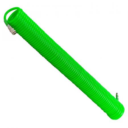 Шланг витой полиуретановый 12мм х 8мм х 20м с быстроразъемами RF-1208-20Green - 1