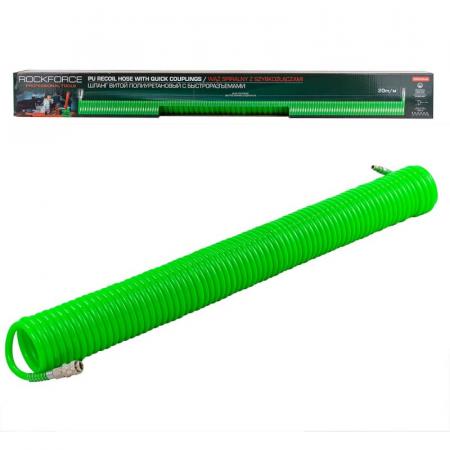 Шланг витой полиуретановый 12мм х 8мм х 20м с быстроразъемами RF-1208-20Green - 1