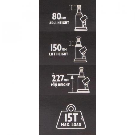 Домкрат бутылочный 15т с клапаном JCB-TH91504 - 1