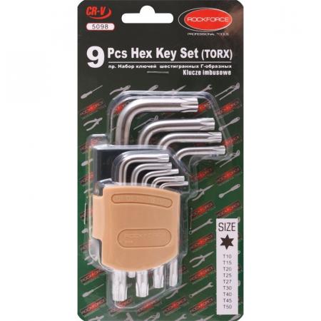 Набор ключей Г-образных TORX 9пр.(Т10, Т15, Т20, Т25, Т27, Т30, Т40, Т45, Т50)в пластиковом держателе RF-5098 - 1