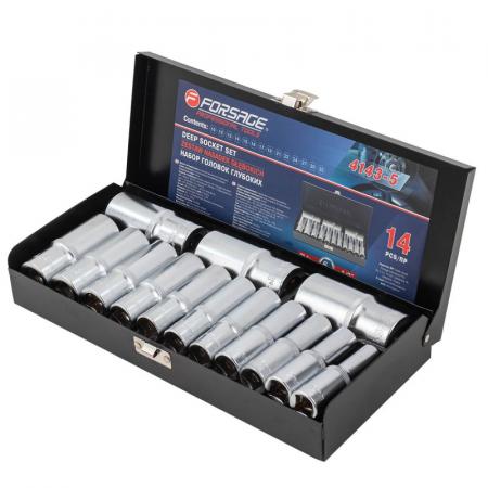 Набор головок глубоких 6-гр. 1/2" 14пр. в метал.кейсе F-4143-5new - 1