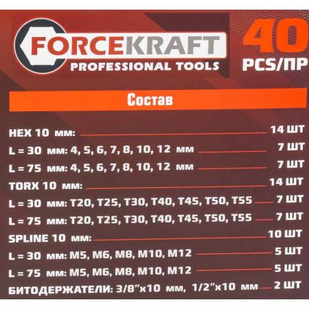 Набор бит с битодержателями в пластиковом кейсе (40 предметов) FK-4401C - 1