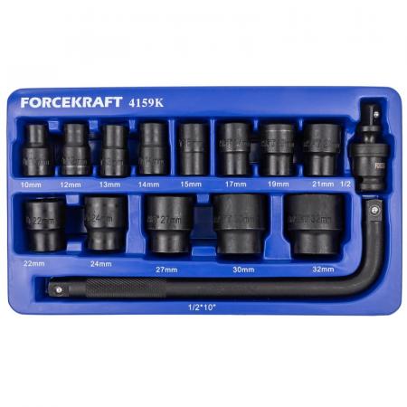 Набор головок ударных 15пр. 1/2" (6-гр.) (10,12, 13, 14, 15, 17, 19, 21, 22, 24, 27, 30, 32мм) в ложементе FK-4159K - 1