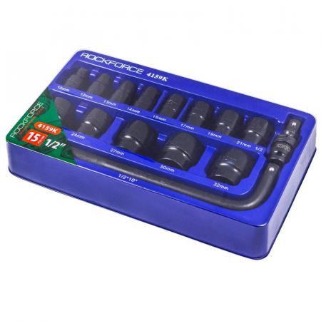 Набор головок ударных 15пр. 1/2" (6-гр.) (10,12, 13, 14, 15, 17, 19, 21, 22, 24, 27, 30, 32мм) в ложементе RF-4159K - 1