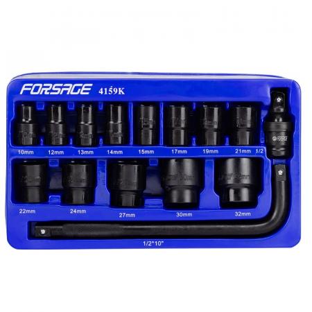 Набор головок ударных 15пр. 1/2" (6-гр.) (10,12, 13, 14, 15, 17, 19, 21, 22, 24, 27, 30, 32мм) в ложементе F-4159K - 1