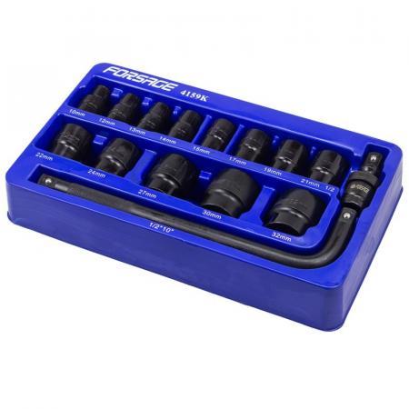 Набор головок ударных 15пр. 1/2" (6-гр.) (10,12, 13, 14, 15, 17, 19, 21, 22, 24, 27, 30, 32мм) в ложементе F-4159K - 1