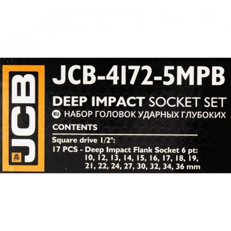 Набор головок ударных 17пр. 1/2'' (6гр.) (10,12-19,21,22,24,27,30,32,34,36мм),в метал кейсе JCB-4172-5MPB - 1