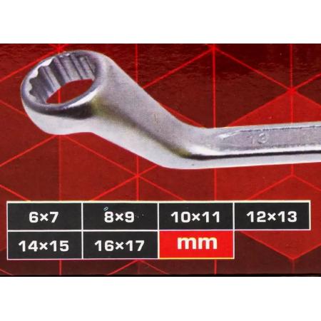 Ключи накидные, отогнутые на 75град., набор 6пр. (6х7, 8х9, 10х11, 12х13, 14х15, 16х17мм) FK-50610P - 1