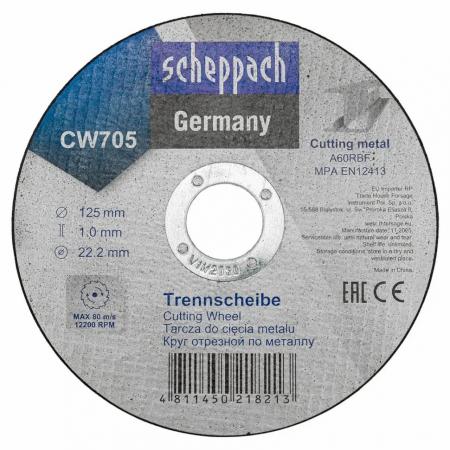 Круг отрезной по металлу 125х1.0.х22,2мм-10шт Sch-CW705[10шт к-т] - 1
