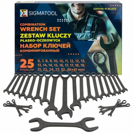 Набор ключей комбинированный 25пр. Sigmatool-5261D36-41 BLACK - 1