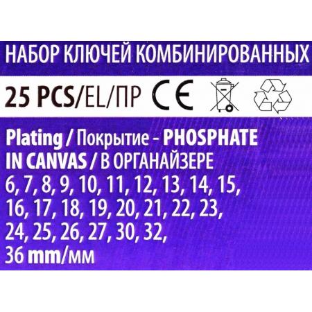 Набор ключей комбинированных 25пр. Sigmatool-5261P36 Black - 1