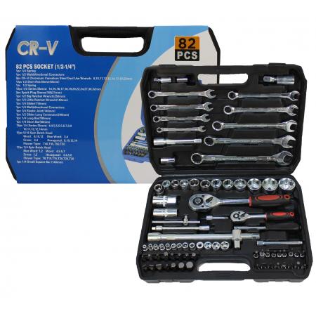 Набор инструмента  82 предм. CR-V 6гран. 1/4, 1/2"DR, 82-CR-V - 1