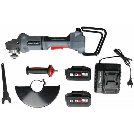 Аккумуляторная бесщеточная УШМ PROFIPOWER Серия 40B 40B-230 (40В, 230мм, Li-ion-2шт, 8.0Ач, 0-6000об/мин, З/У) E0234 - 1