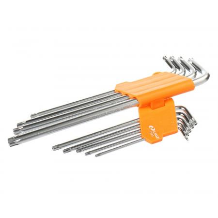 Набор ключей TORX Г-образных длинных 9пр. (T10H,T15H,T20H,T25H,T27H,T30H,T40H,T45H,T50H) в пластиковом держателе LG-7703 LIGE - 1