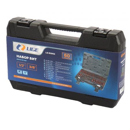 Набор бит 1/2" & 3/8" (T20-T60,R6-R12,H4-H12,M5-M16) 60пр., в кейсе LG-S1002 LIGE - 1