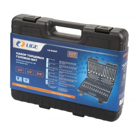 Набор торцевых головок-бит 1/2"&1/4"&3/8" 107пр., в кейсе LG-S1007 LIGE - 1