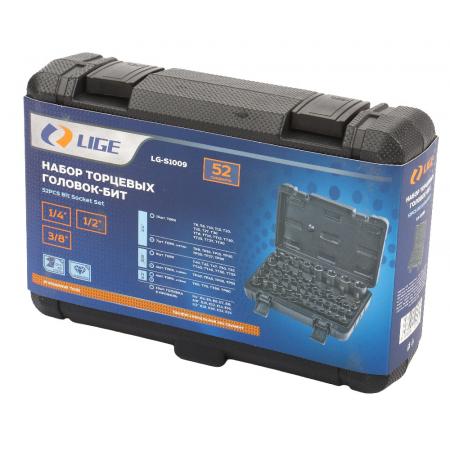 Набор торцевых головок-бит 1/2"&1/4"&3/8" 52пр., в кейсе LG-S1009 LIGE - 1