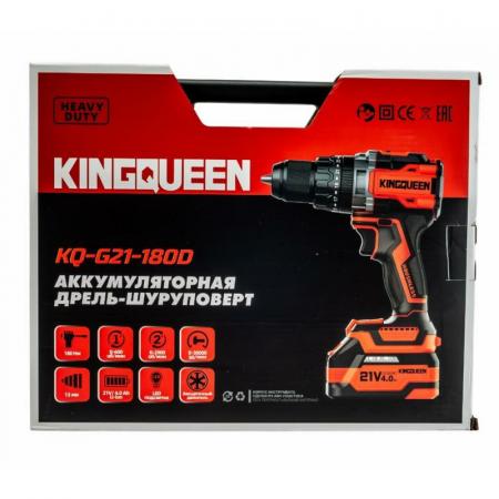 Шуруповерт KINGQUEEN 21В, 180 Нм, бесщеточный, ударный, патрон 13мм, KQ-G21-180D (БЕЗ НДС) - 1