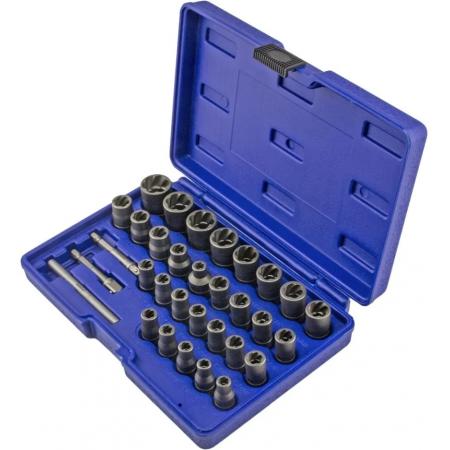 Набор головок экстракторов для поврежденного болтов и гаек 1/4"-3/8", (6-19мм), 32пр. ZS-H043001 - 1