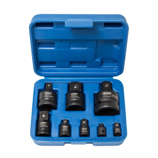 Большое фото товара - Набор адаптеров ударных,8пр(1/4(F)x3/8"(M),3/8(F)x1/4"(M),3/8(F)x1/2"(M),1/2(F)x3/8"(M),1/2(F)x3/4"(M),3/4(F)x1/2"(M),3/4(F)x1"(M),1(F)x3/4"(M)в кейсе FK-4089MPB, 28165. Вариант №1