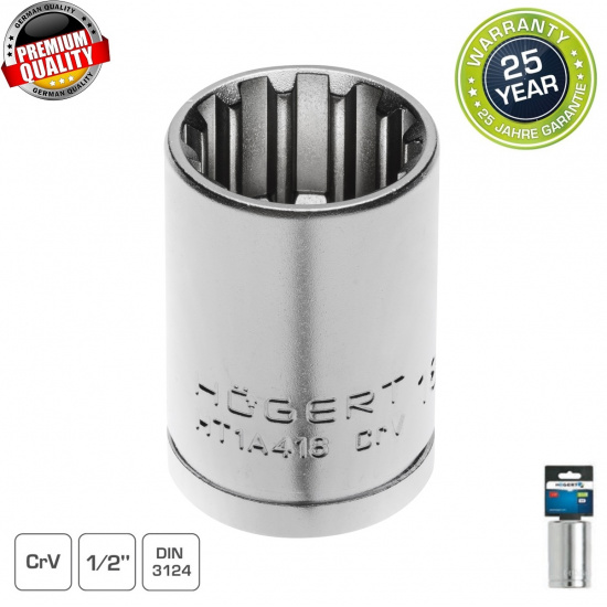 Большое фото товара - Торцевая головка Spline 1/2", 15 мм, CrV50BV30, DIN 3124 HT1A415, 40153. Вариант №1