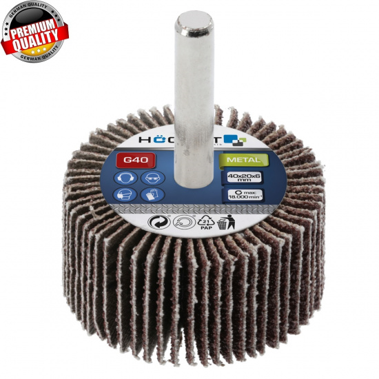 Большое фото товара - Круг  шлифовальный лепестковый на шпильке 40x20x6 G100 HT8D004, 42562. Вариант №1