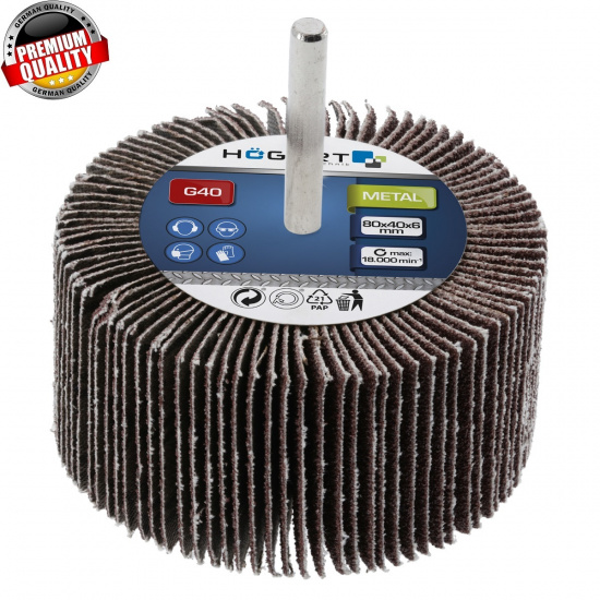 Большое фото товара - Круг  шлифовальный лепестковый на шпильке 80x40x6 G120 HT8D024, 42575. Вариант №1