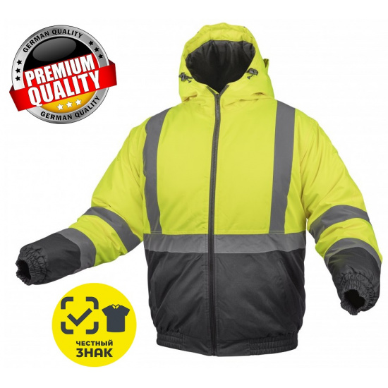Большое фото товара - OKER Куртка-бомбер сигнальная утепленная желтая размер M (50) HT5K244-M, 44147. Вариант №1